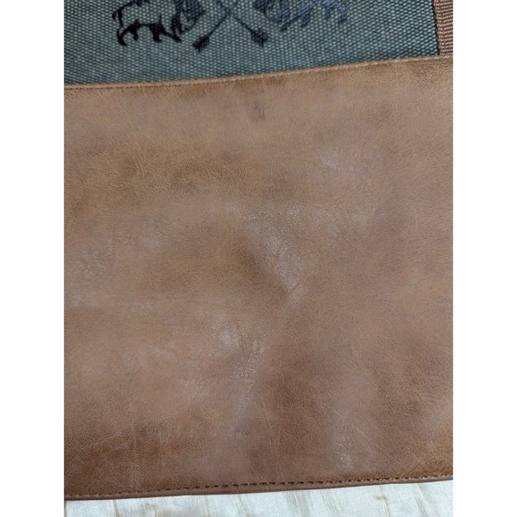 BUFFALO DAVID BITTON DUFFLE BAG, Large, Green With Leather Bottom and handles. - Picture 9 of 13